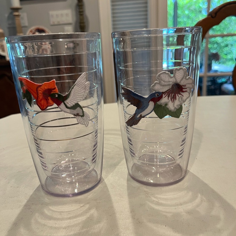 Tervis Clear Double-Wall Tumblers with Hummingbird Floral Accent - Set of 2